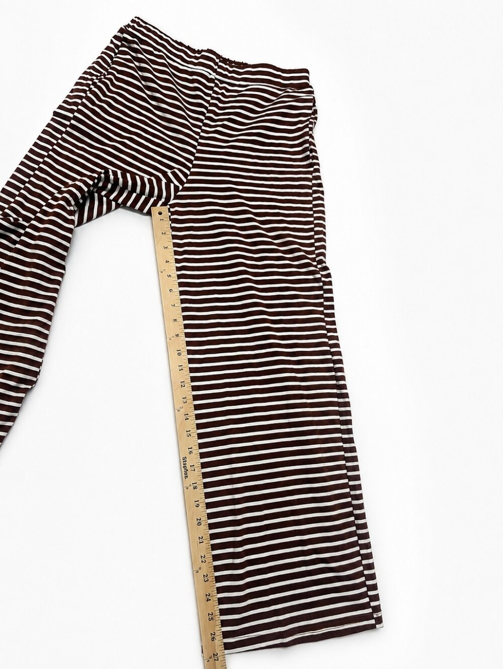 Tankaneo Brown White Striped 2 Piece Tube Top Wide Leg Pants Set Medium NWT - Picture 8 of 10
